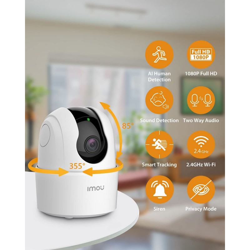 Caméra De Surveillance WiFi Intérieur 360° GRIFEMA GD701 - 1080P, Vision Nocturne 10m, Détection Humaine & Son, Mode Confidentialité