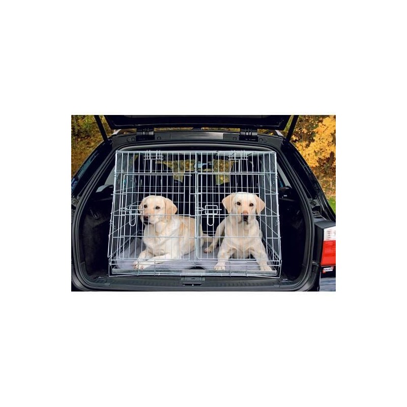 Cage de transport métal pliante - Double pour deux chiens
