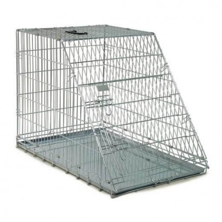 Cage de transport métal pliante pour chiens et chats avec pan incliné
