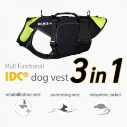 JULIUS-K9 Harnais-gilet de sauvetage IDC 3 en 1 fluo pour chiens